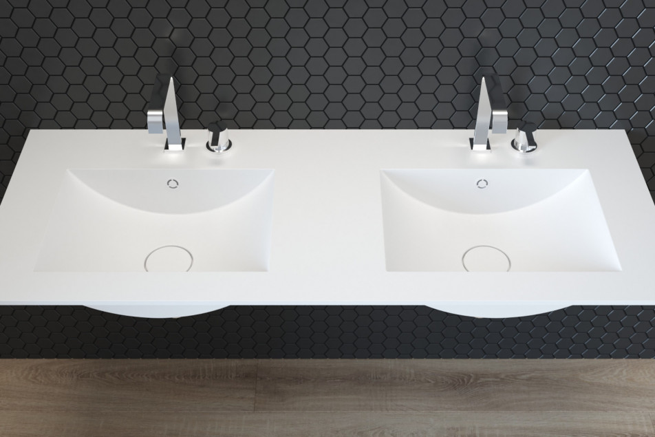 MELVILLE double washbasin in CORIAN® top view