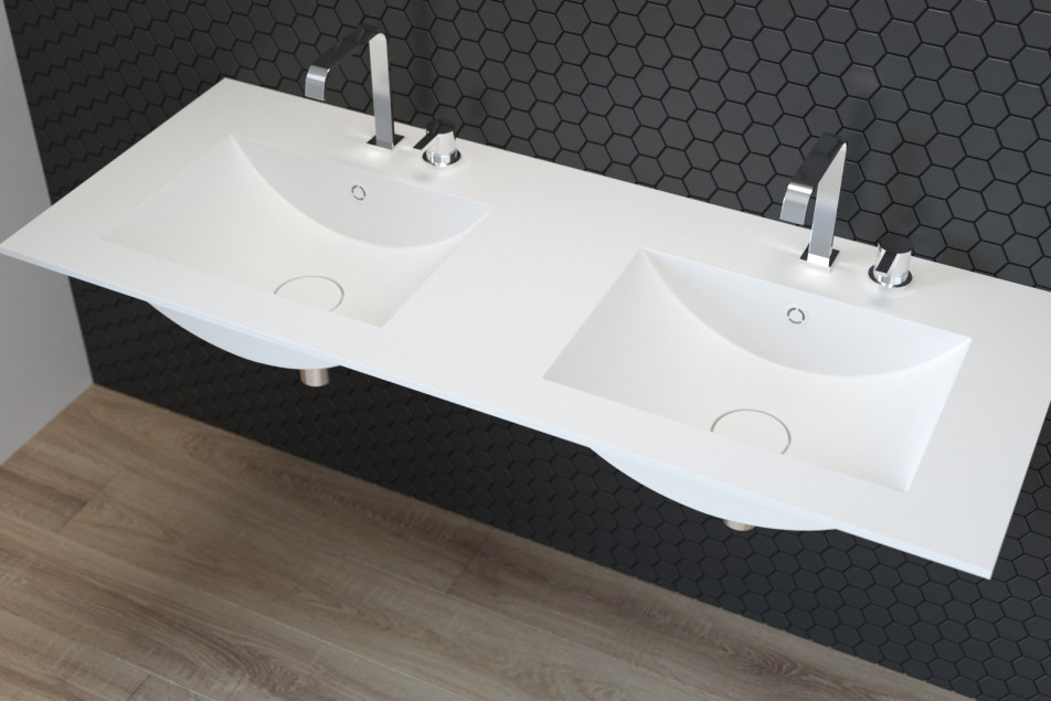 MELVILLE double washbasin in CORIAN® side view