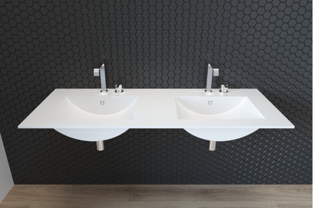 MELVILLE double washbasin in CORIAN® front view