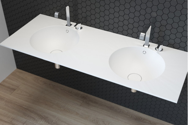 BRUNY double washbasin in CORIAN® side view