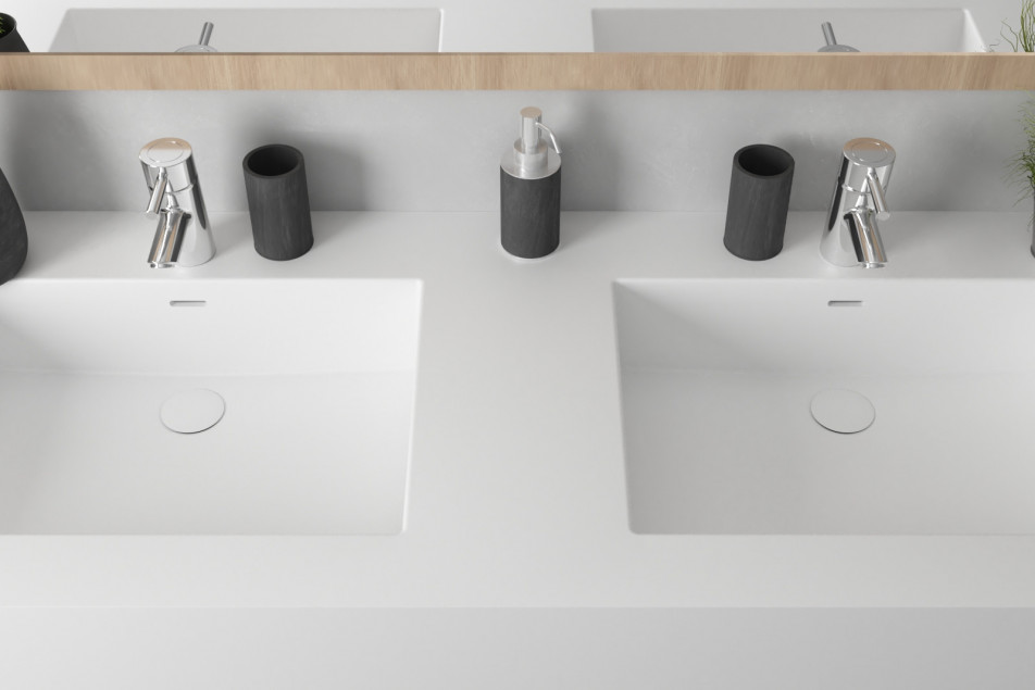 CABRITS double washbasin in Krion® top view