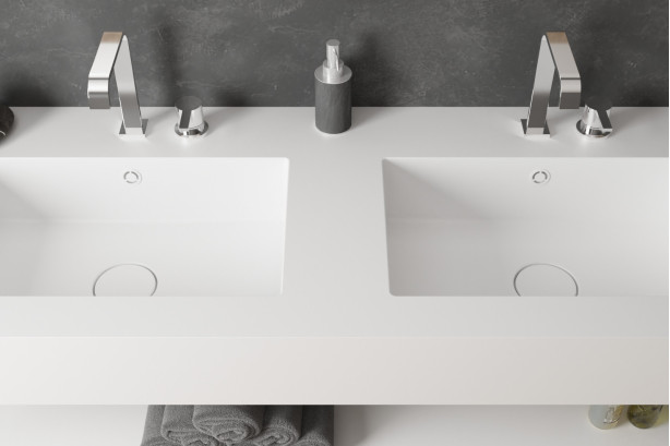 BLACK ROCK double washbasin in CORIAN® top view