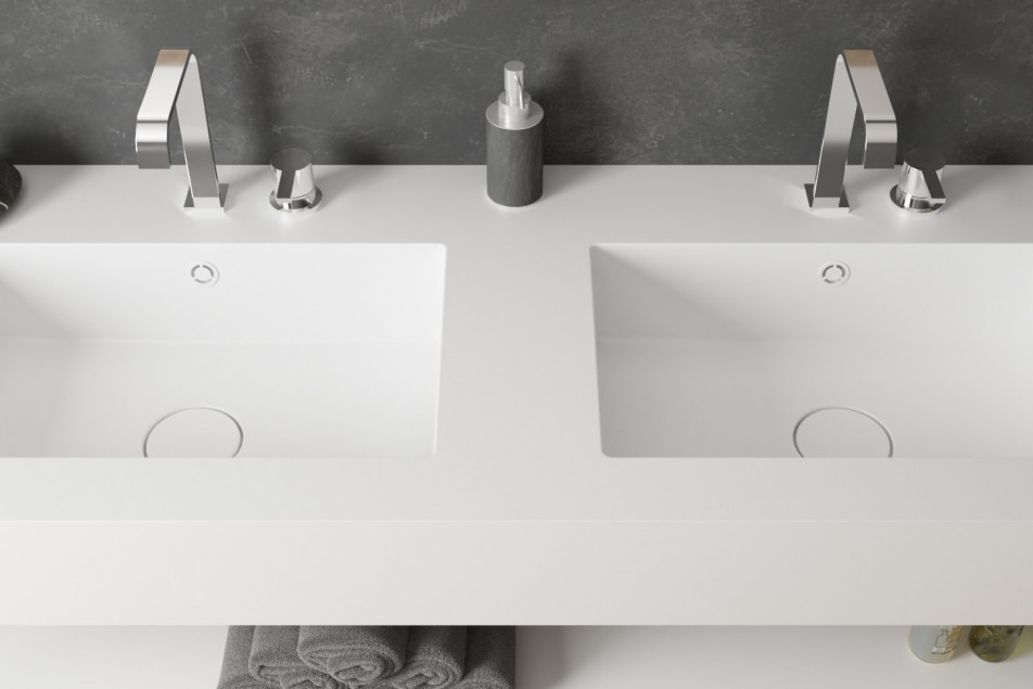 BLACK ROCK double washbasin in CORIAN® top view