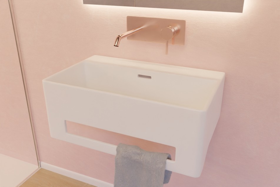 CORK white wall mounted washbasin side view