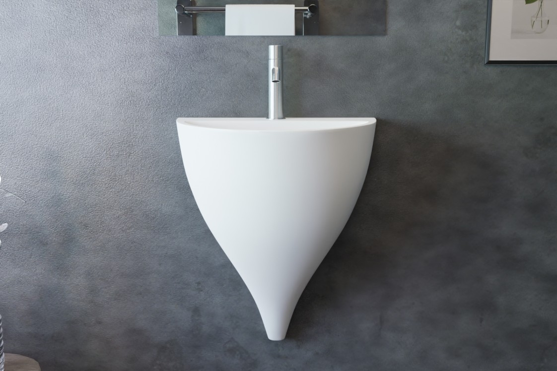 White hanging washbasin KALIYA front view