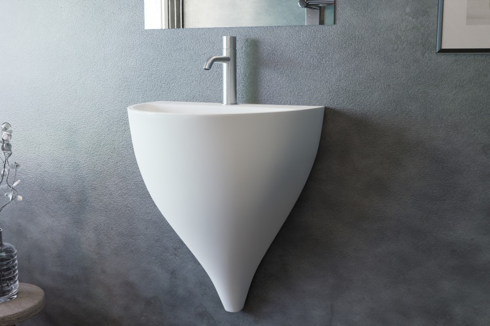 White hanging washbasin KALIYA right view