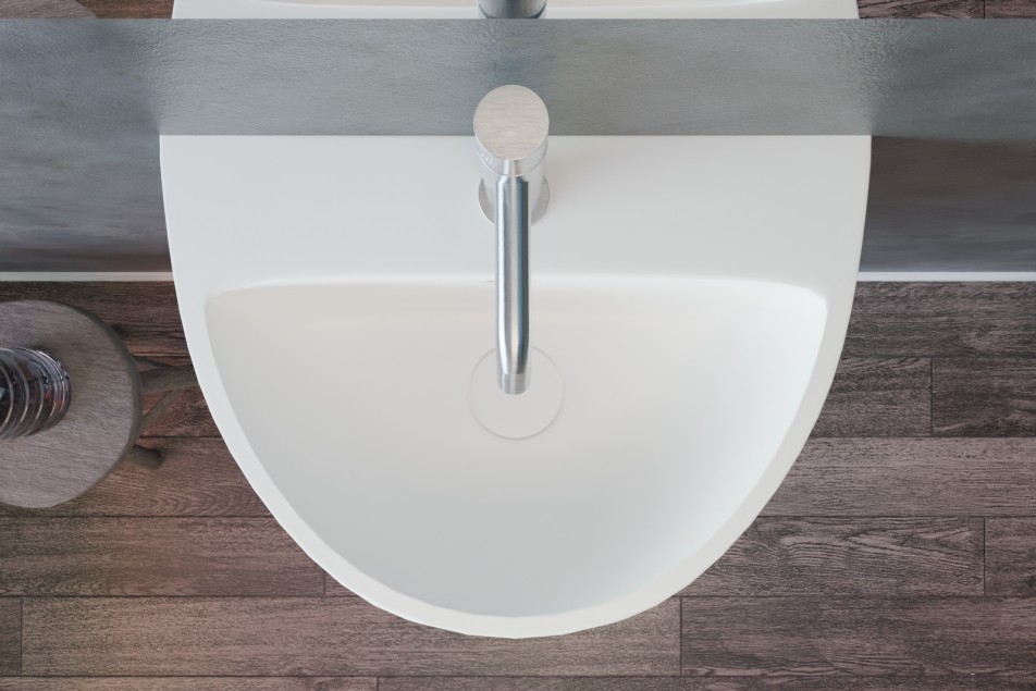 White hanging washbasin KALIYA top view