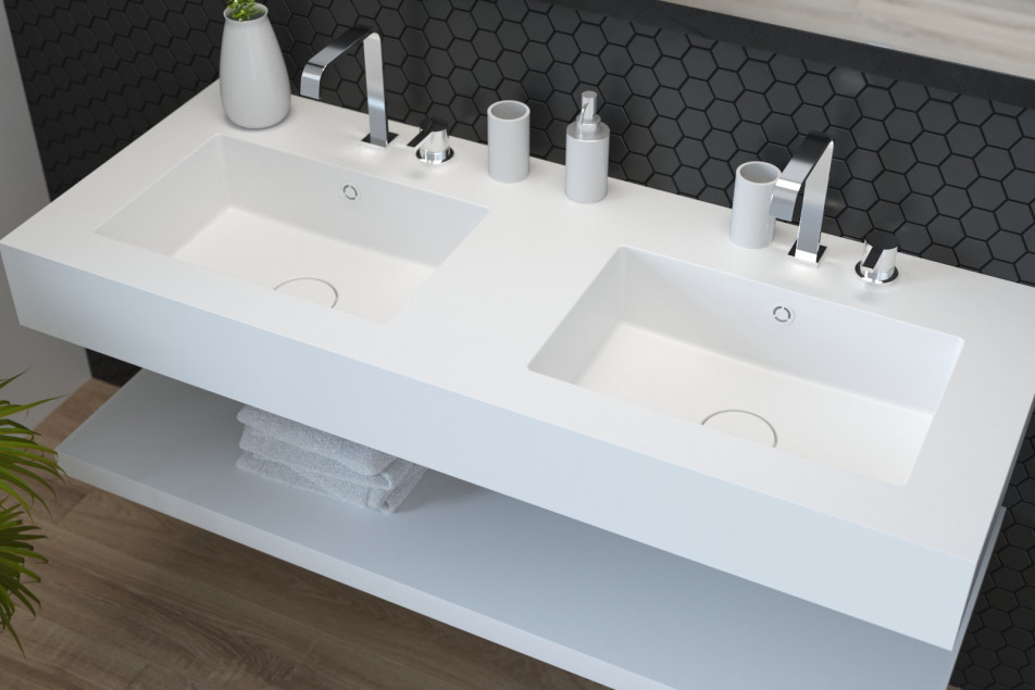 HUMMOCK double washbasin in CORIAN® side view