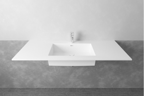 Simple vasque sur plan CABRITS en Krion® vue de côté