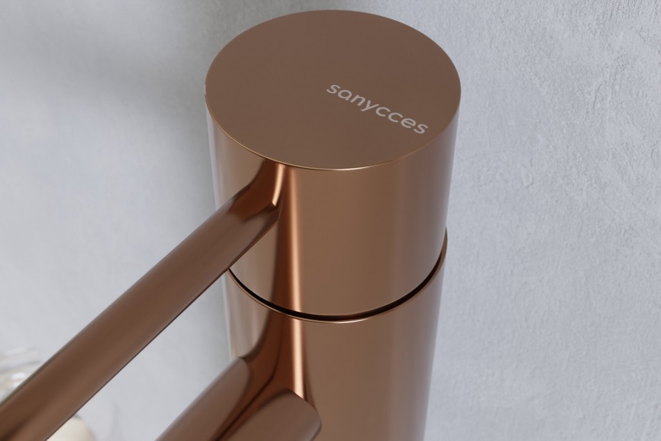 Design mixer LOOP Copper (or Rose Gold) brushed close-up view