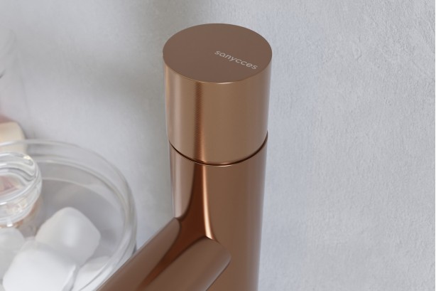 LOOP K Copper (or Rose Gold) brushed mixer Sanycces side view