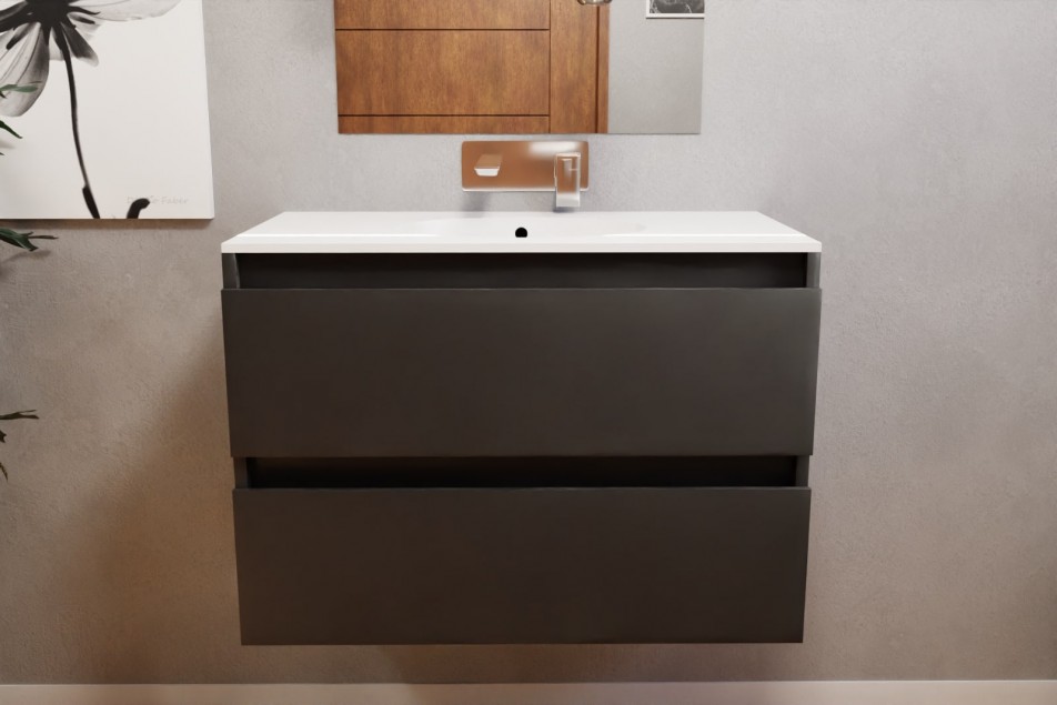 Rivage 80 black opale single washbasin Bigge front view