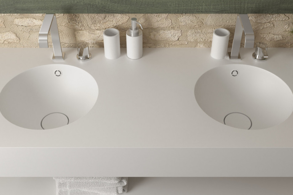 BETSEY single washbasin in CORIAN® top view