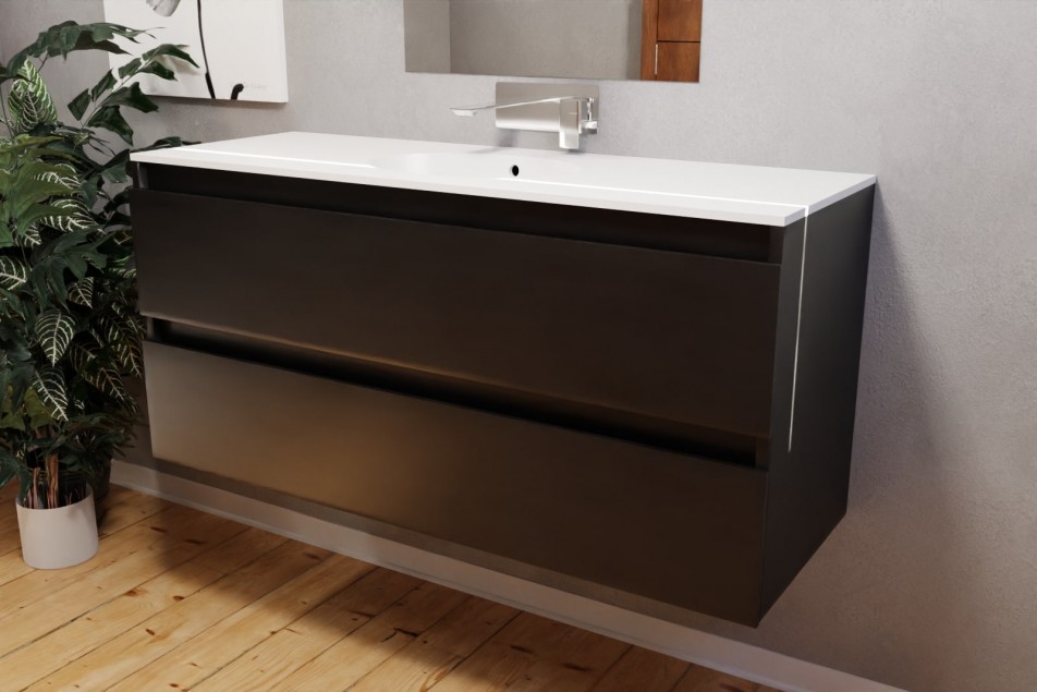 Rivage 120 black opale single washbasin Bigge side view right