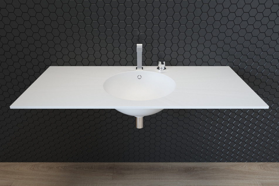 BRUNY single washbasin in CORIAN® front view