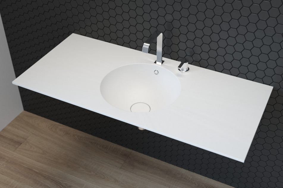 BRUNY single washbasin in CORIAN® side view