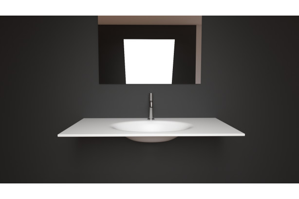 PERLE single washbasin in CORIAN® front view