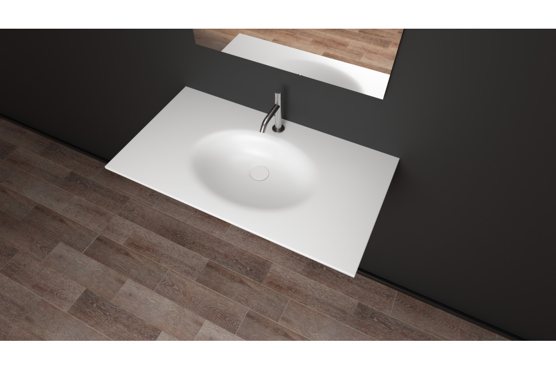 PERLE single washbasin in CORIAN® side view