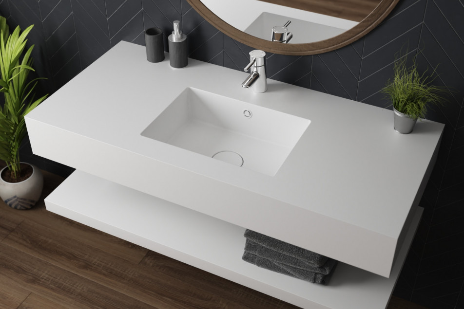 SAIL ROCK single washbasin in CORIAN® side view