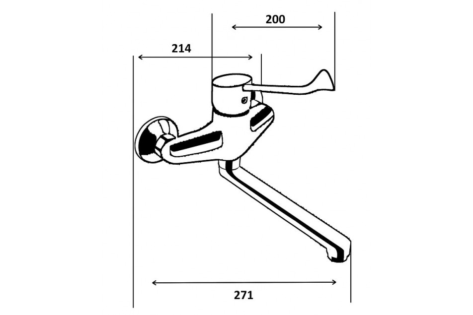 Technical drawing for CLINI'K Kramer® Chrome spout wall-mounted mixer tap