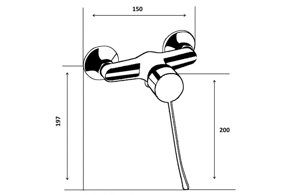 CLINI'K Kramer® Chrome wall-mounted mixer technical drawing