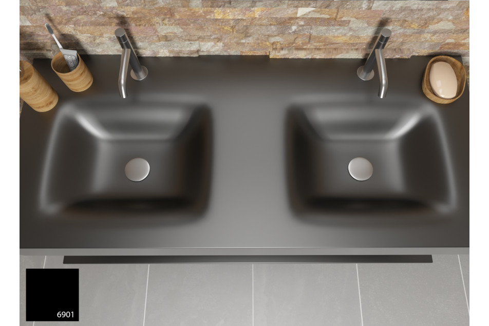 Double vasque sur plan AGATE en KRION® black metal vue de dessus