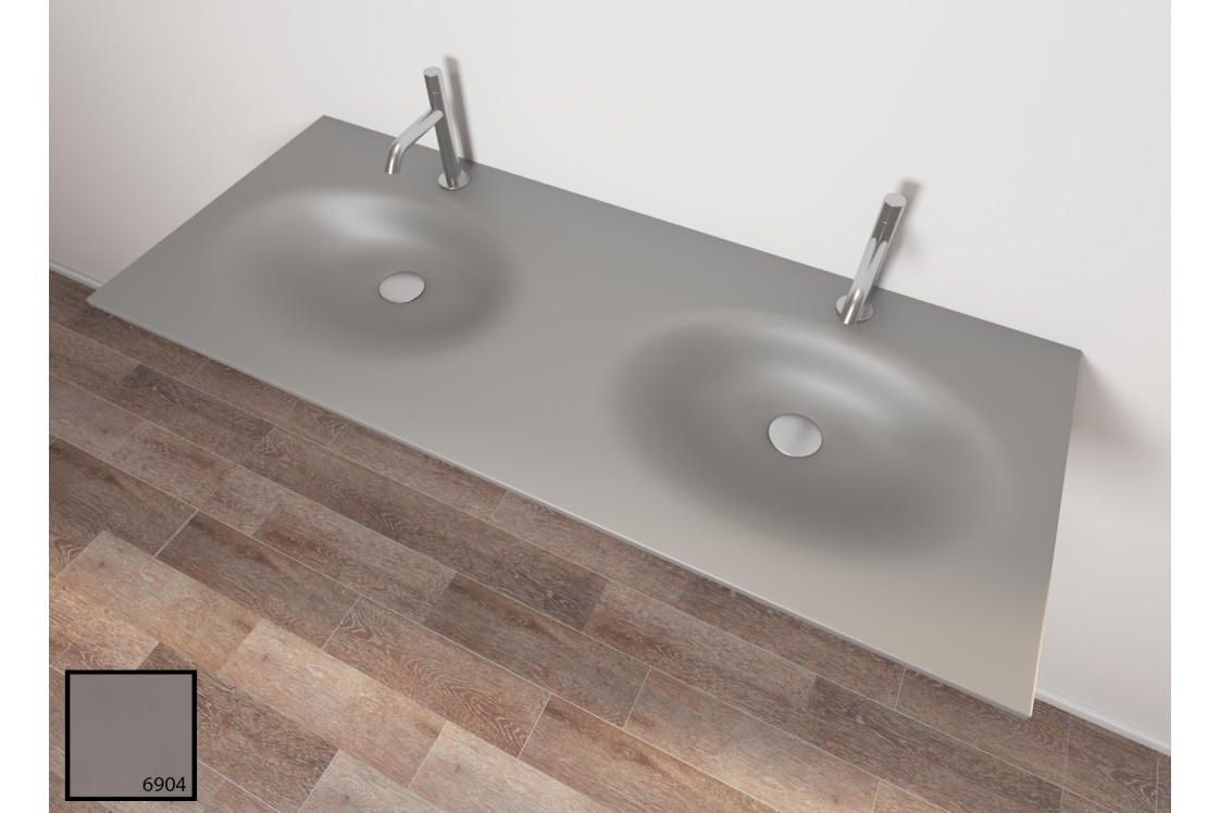 PERLE dual sink unit in bright KRION® side view