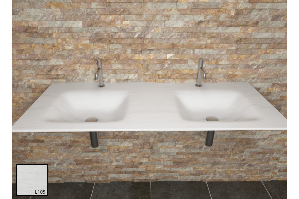 Double vasque AGATE en KRION® carrara dark vue de face