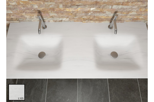 Double vasque AGATE en KRION® carrara dark vue de dessus