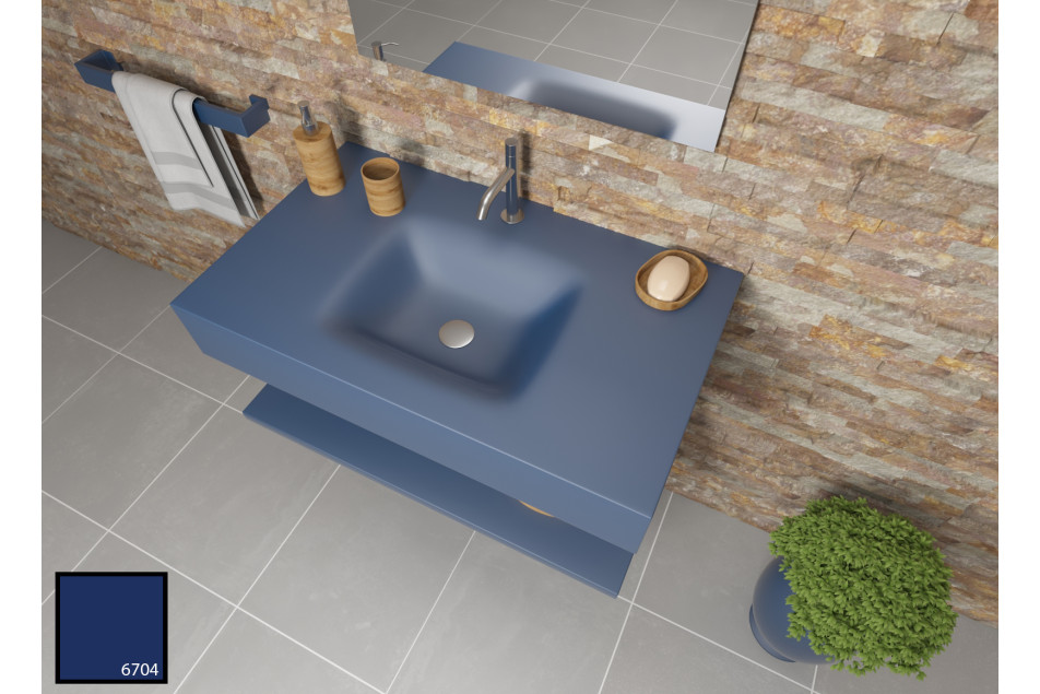 AGATE sink unit in navy blue KRION® side view