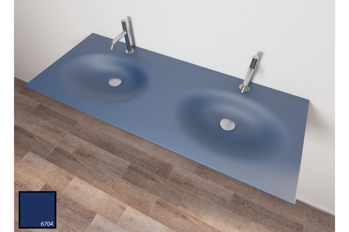 PERLE dual sink unit in navy blue KRION® side view