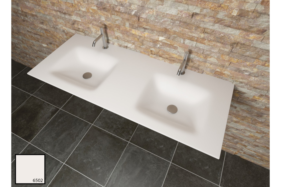 AGATE dual sink unit in pearl KRION® side view