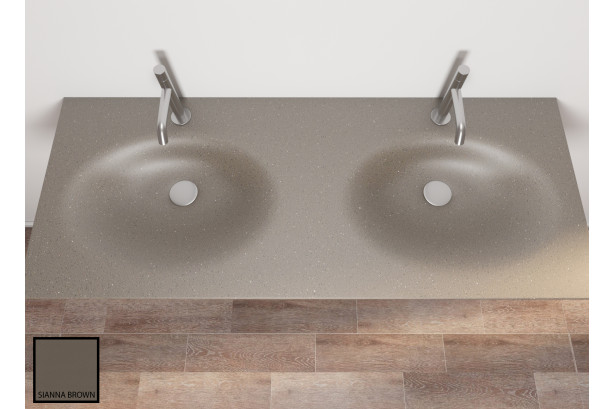 Double vasque PERLE en CORIAN® sienna brown vue de dessus