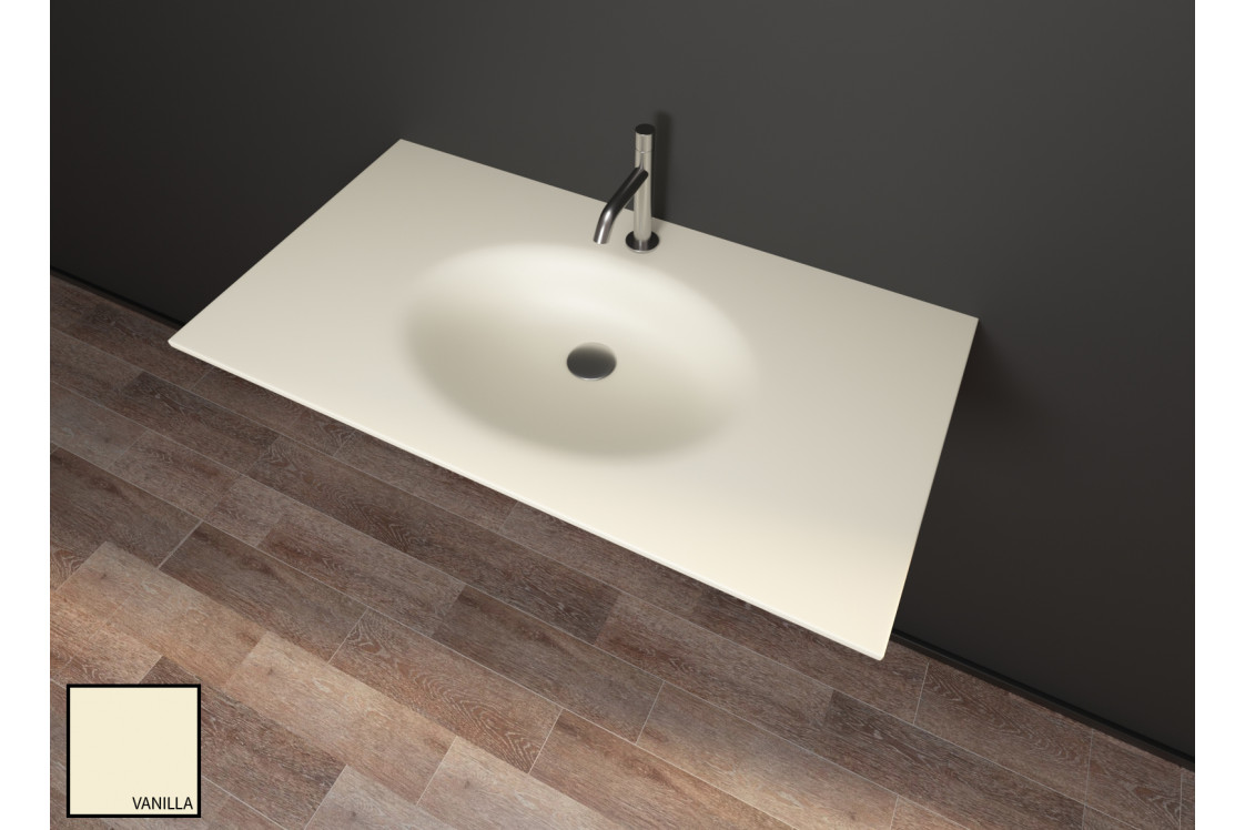 PERLE Sink unit in vanilla CORIAN® side view