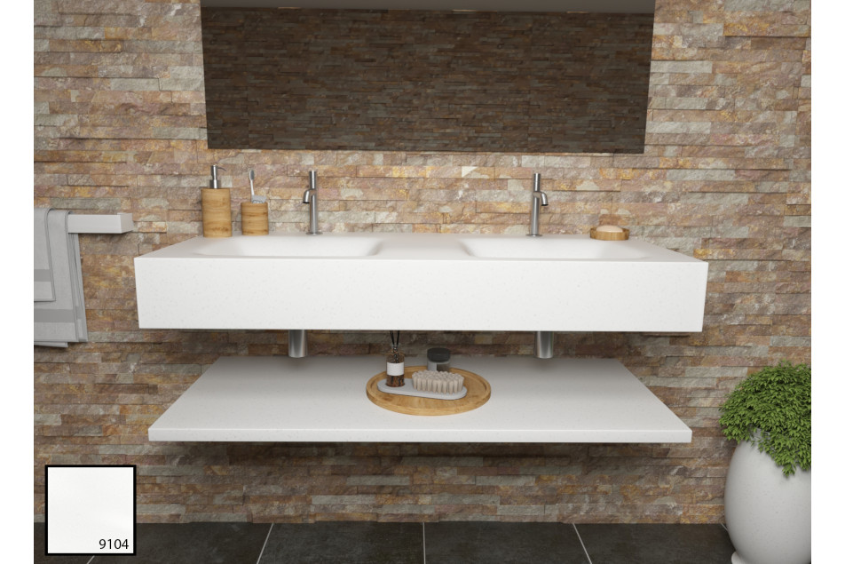 Double vasque AGATE en KRION® white concrete vue de face