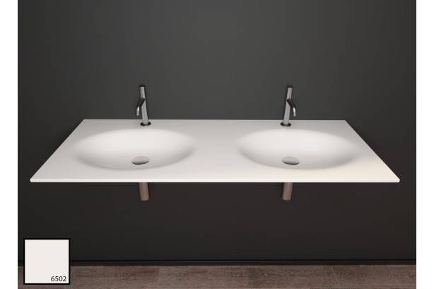 PERLE dual sink unit in Pearl KRION® front view