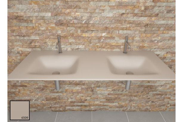 AGATE double sink in KRION® Moaï front view