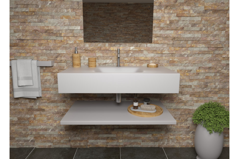 Plan vasque AGATE en CORIAN® Silver Gray vue de face