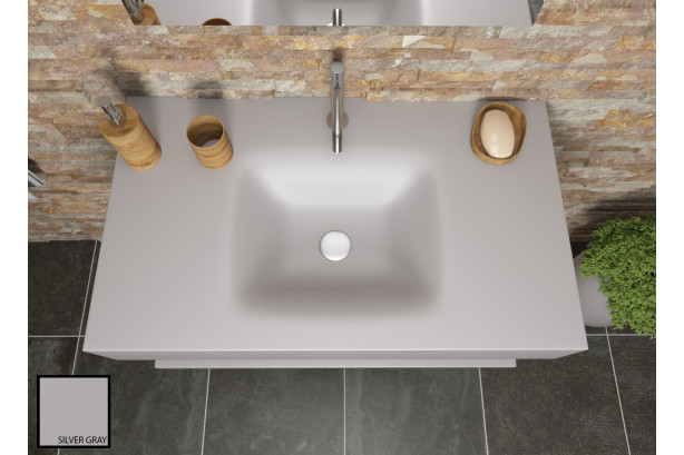 Plan vasque AGATE en CORIAN® Silver Gray vue de dessus