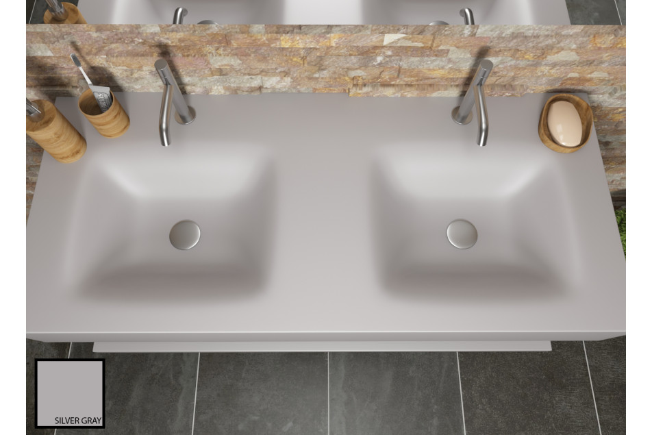 Double vasque AGATE en CORIAN® Silver Gray vue de dessus