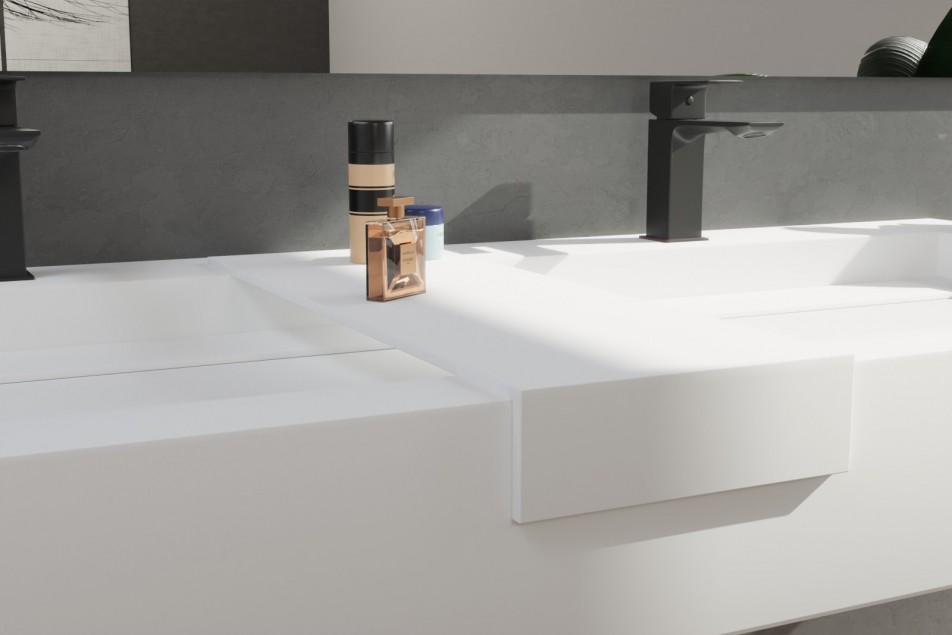 Side view of shelf for Corian® basin