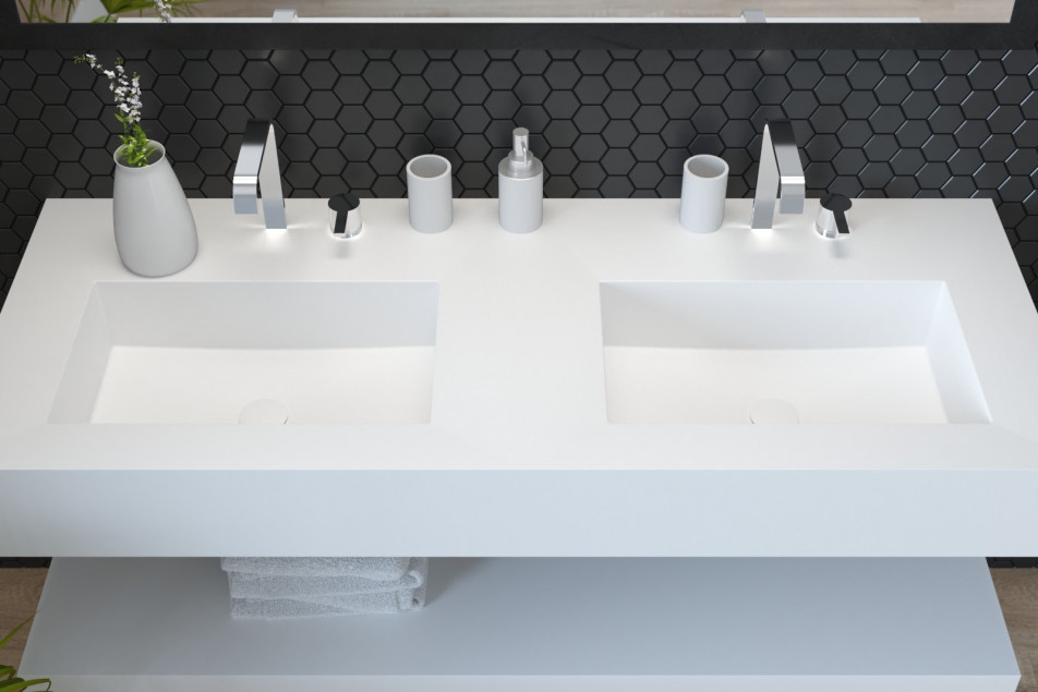 CALYPSO double washbasin in Krion® top view