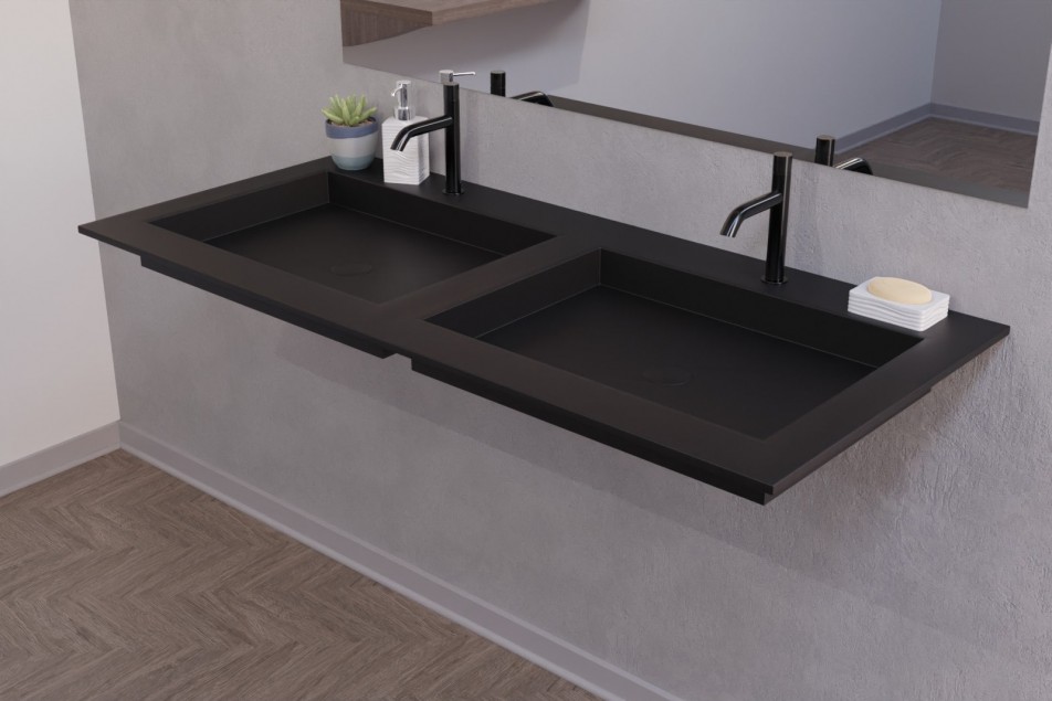 GIBRALTAR black Corian® vanity unit side view