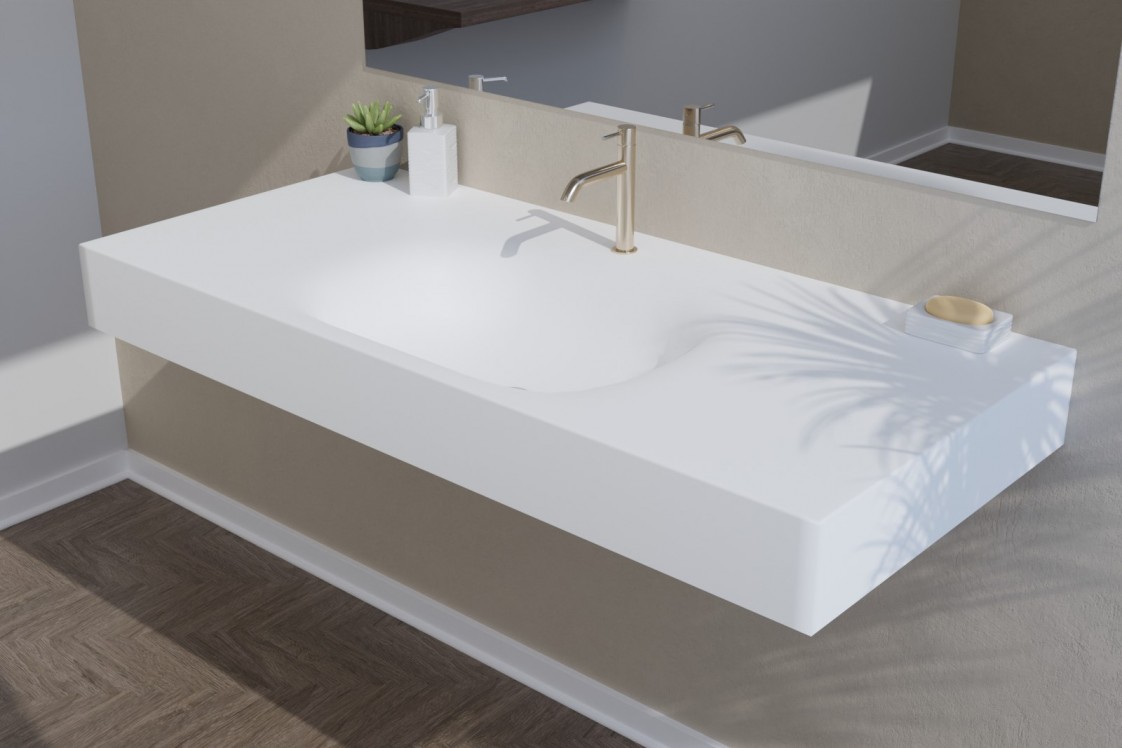 ISLAND white single washbasin side view