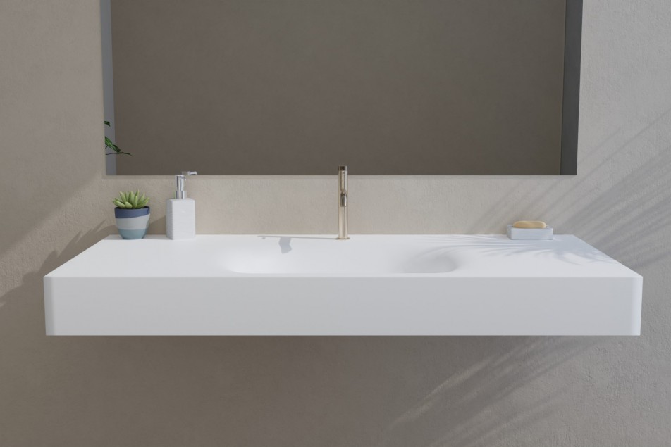 ISLAND white single washbasin front view