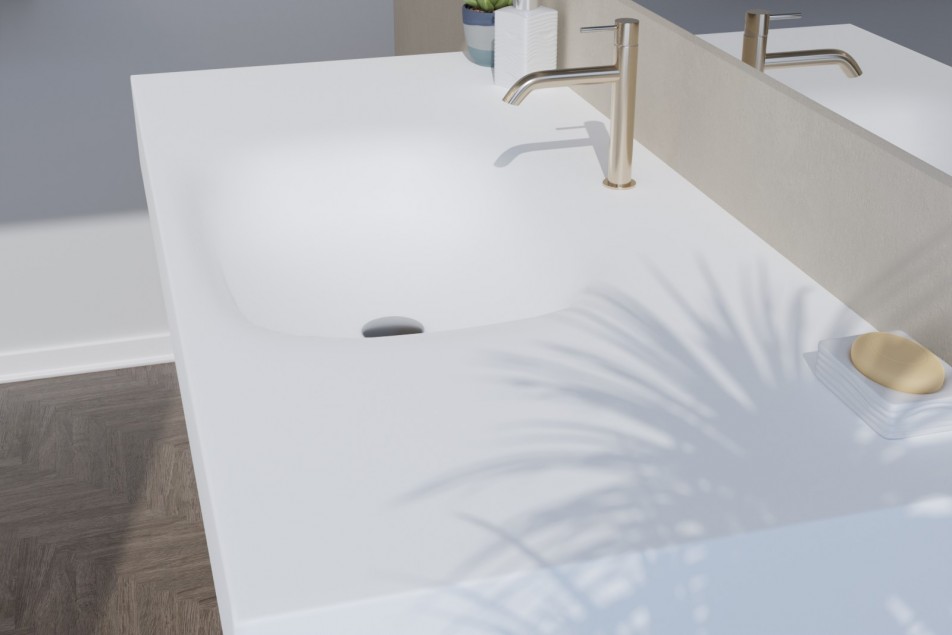 ISLAND white single washbasin side view