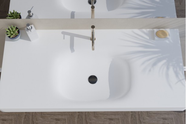 ISLAND white single washbasin side view