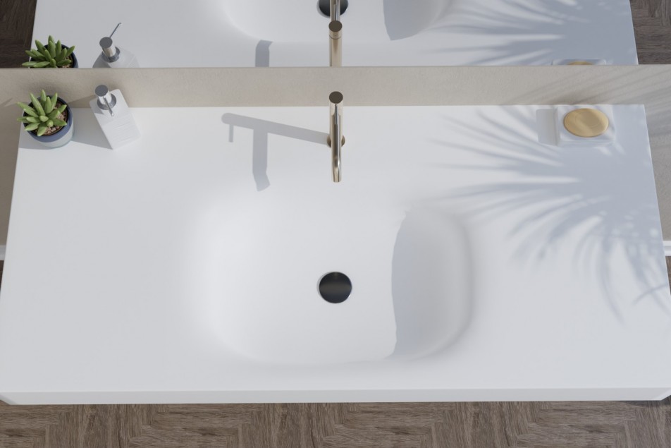 ISLAND white single washbasin side view