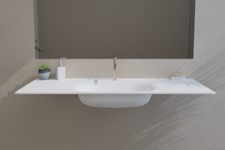 PLANISLAND white single washbasin front view