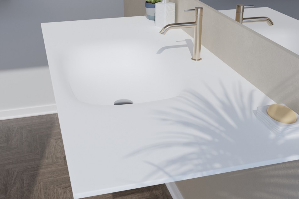 PLANISLAND white single washbasin side view